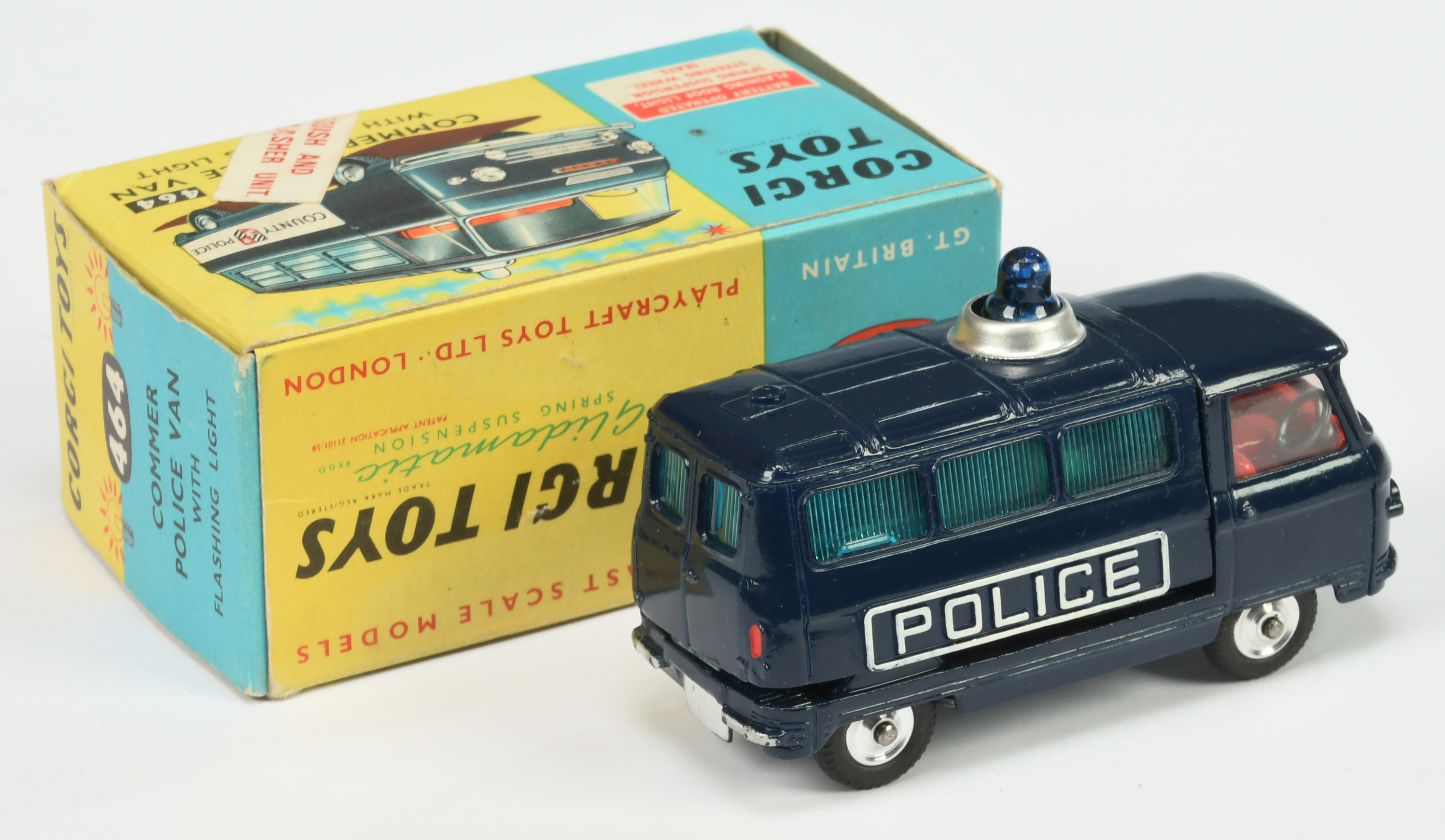 Corgi Toys 464 Commer "Police" Van - Blue body. red interior, battery operated roof light, silver... - Image 2 of 2