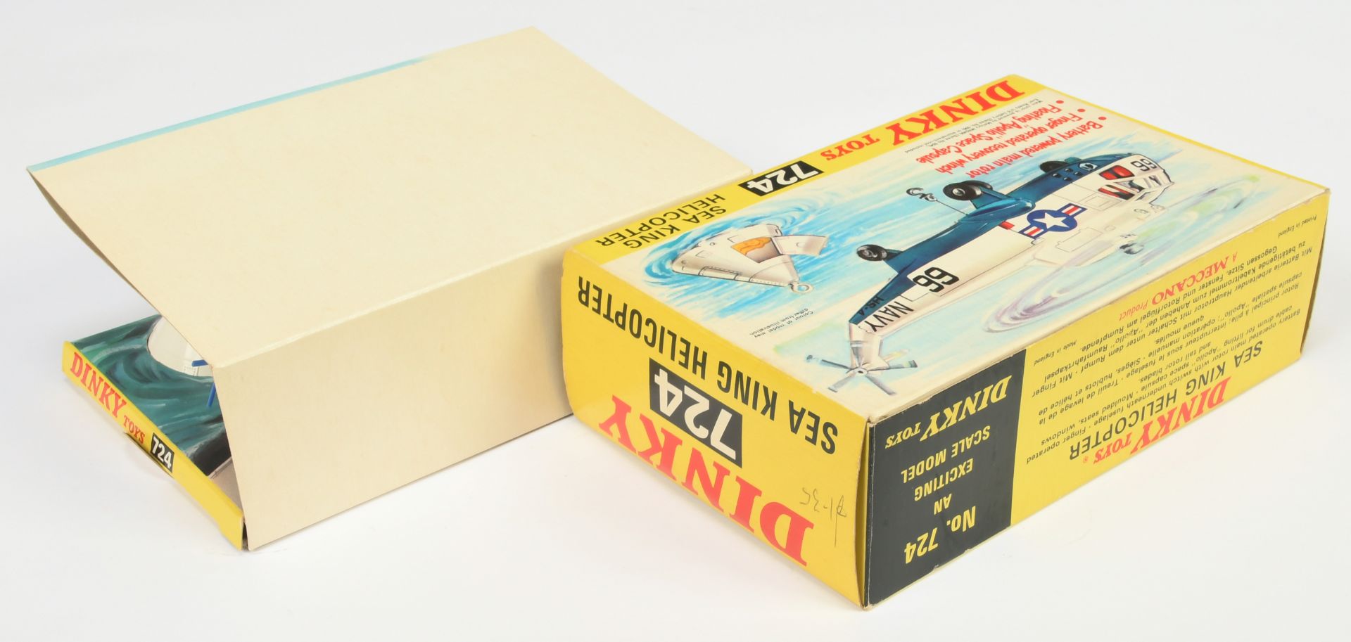 Dinky Toys Aircraft 724 Sea King Helicopter White and blue, red interior with No.66  - Image 2 of 2