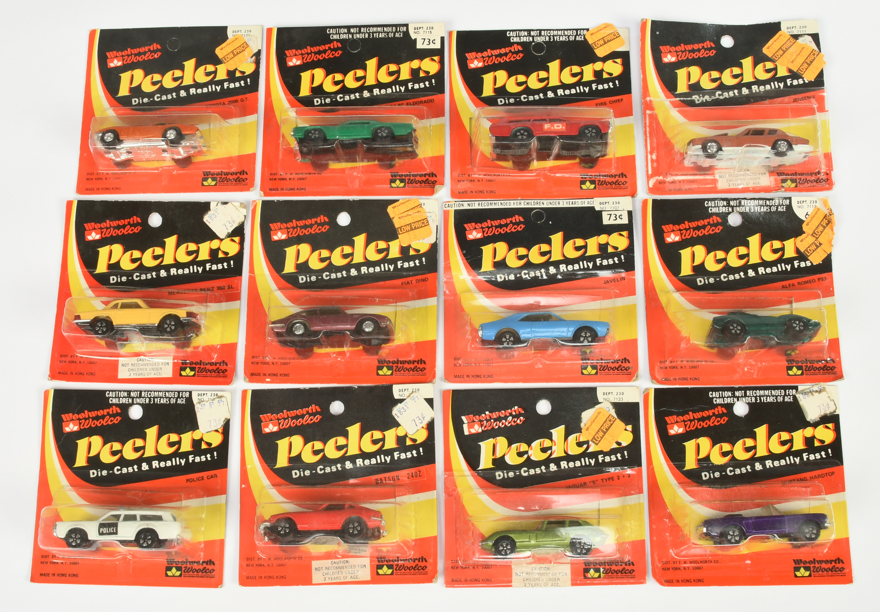 Peelers Group Of To Include - Jaguar Type E - Green, "Police" estate Car - White, Mercedes 350SL ...