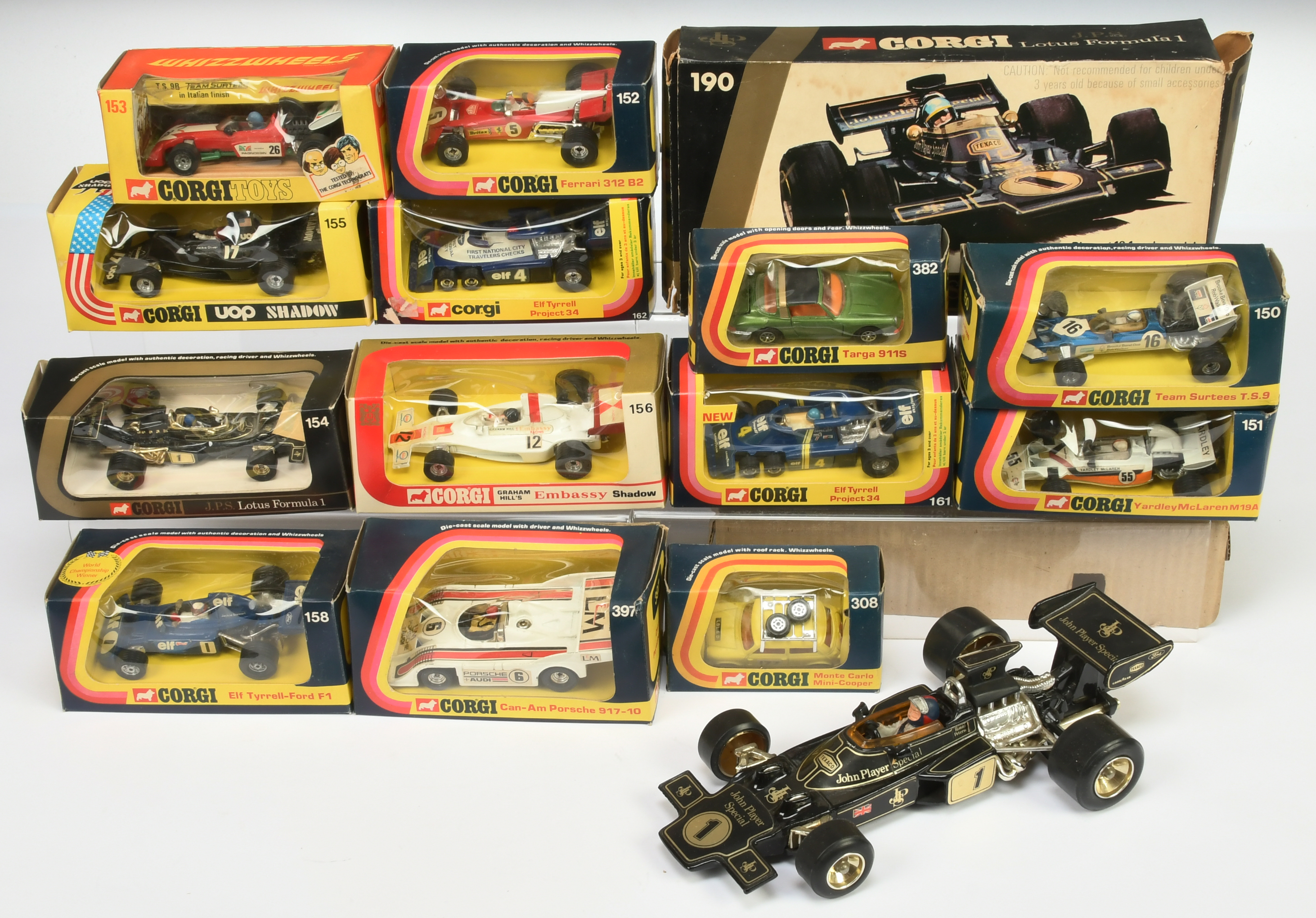Corgi toys Group Of (1/36th) Racing Cars To include 150 Team surtees, 156 "Embassy" Shadow, 162 "...