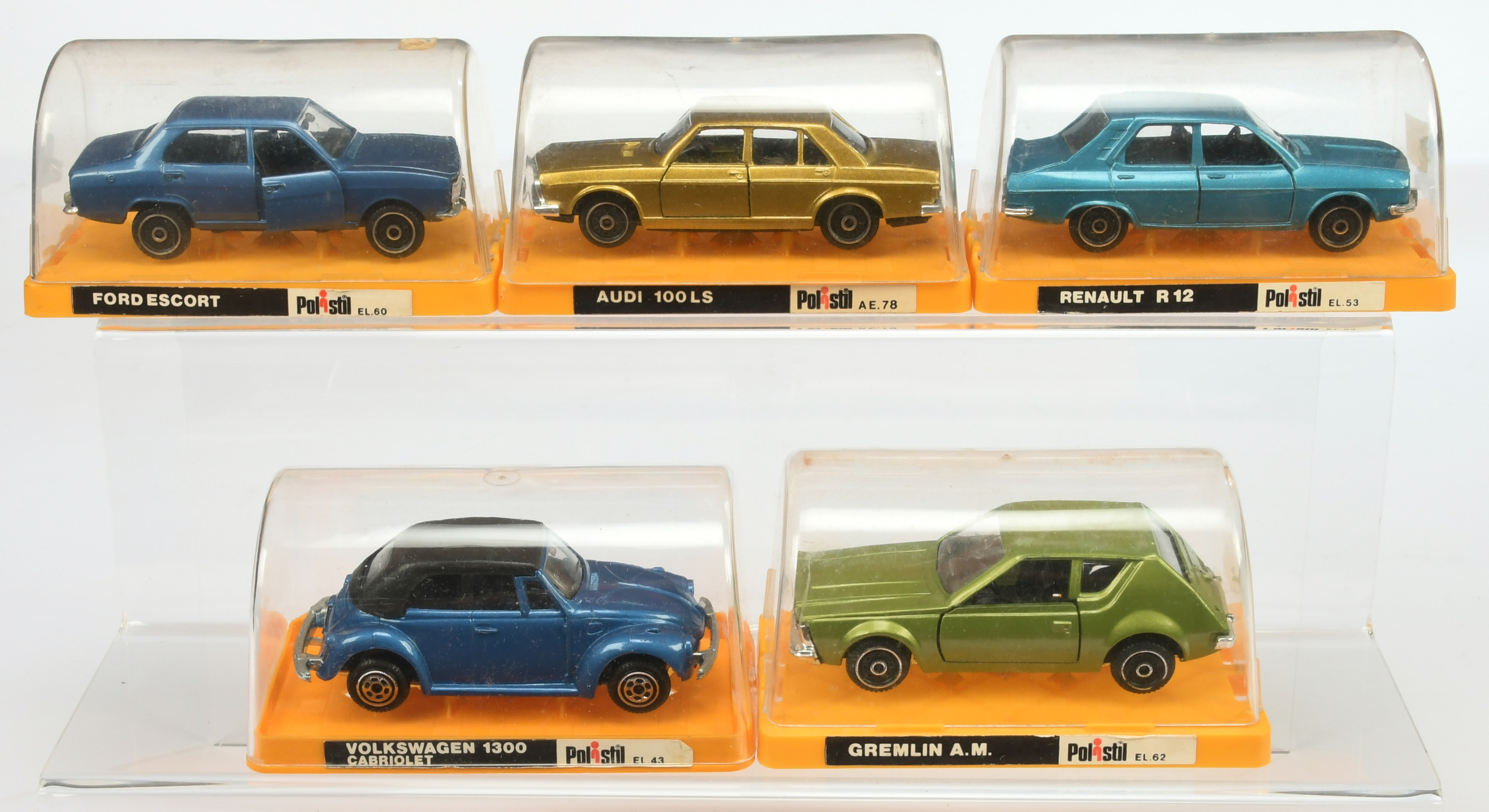 Polistil (1/43rd) Group To Include - EL60 Ford Escort Mark 1 - Blue, EL43 Volkswagen Saloon (Beet...