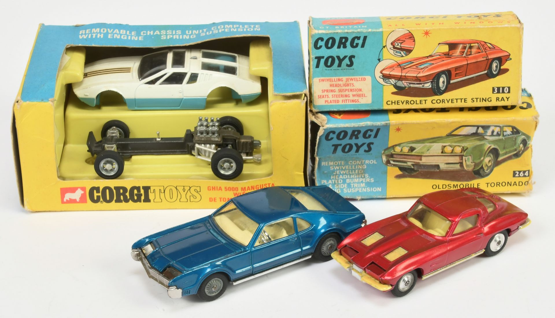 Corgi Toys A Group To Include  - (1) 264 Oldsmobile Toronado - Blue body, ivory interior, chrome ...