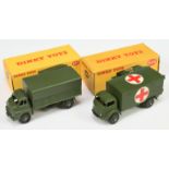 Dinky Toys Military A Pair - (1) 623 Covered Wagon - Green including metal tilt and rigid hubs wi...