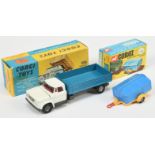 Corgi Toys A Pair - (1) 483 Dodge Kew Tipper - White cab with red interior, graphite chassis, blu...