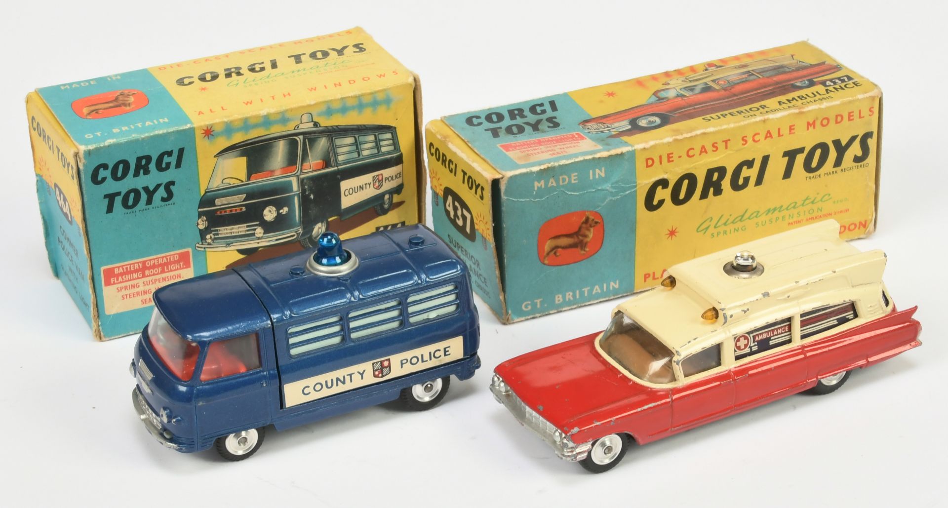 Corgi Toys 437 Superior "Ambulance" - Two-Tone Cream and red, brown interior, silver trim, spun h...