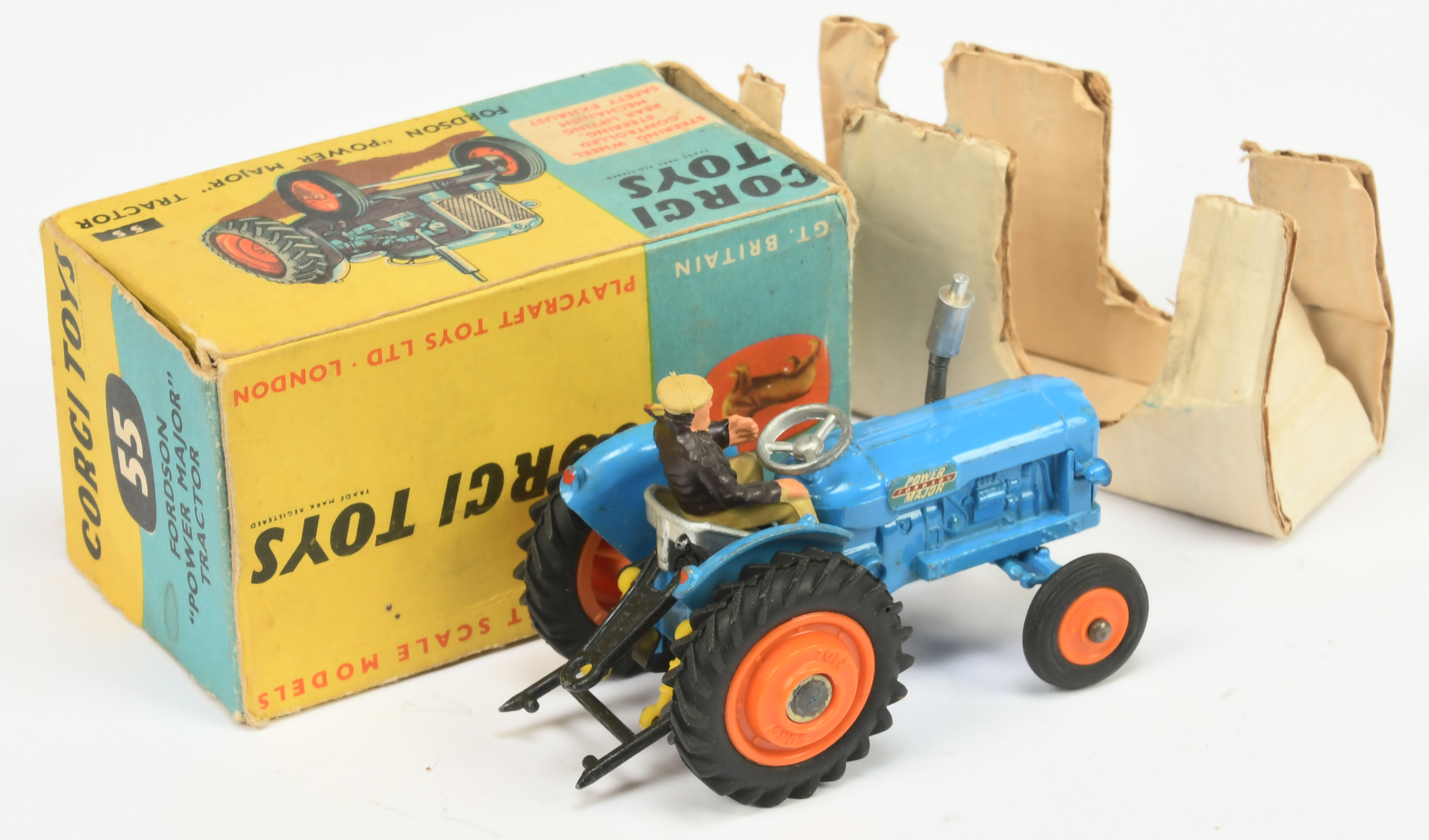 Corgi Toys 55 Fordson Major Tractor - Blue, orange plastic hubs with a figure driver - Good brigh... - Image 2 of 2