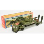 Dinky Toys Military 616 AEC Articulated Tank Transporter - Green cab and trailer with plastic ram...