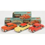 Corgi Toys Group Of 3 - (1) 203M Vauxhall Velox - Orange body, silver trim, flat spun hubs and wi...