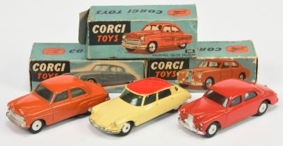 Corgi Toys Group Of 3 - (1) 203M Vauxhall Velox - Orange body, silver trim, flat spun hubs and wi...