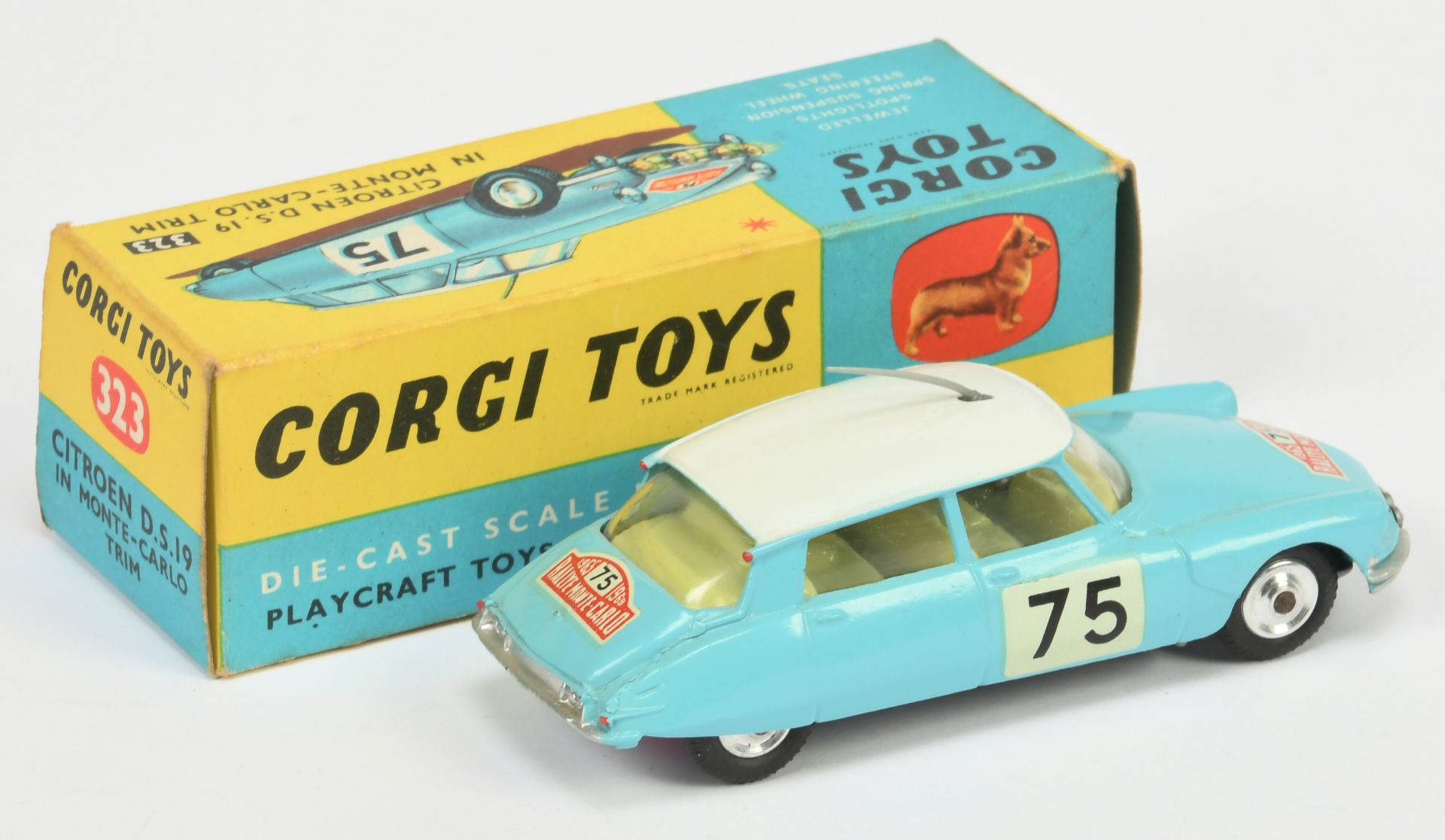 Corgi Toys 323 Citroen DS19 "Rallye Monte Carlo" - Light blue body with white roof, lemon interio... - Bild 2 aus 2