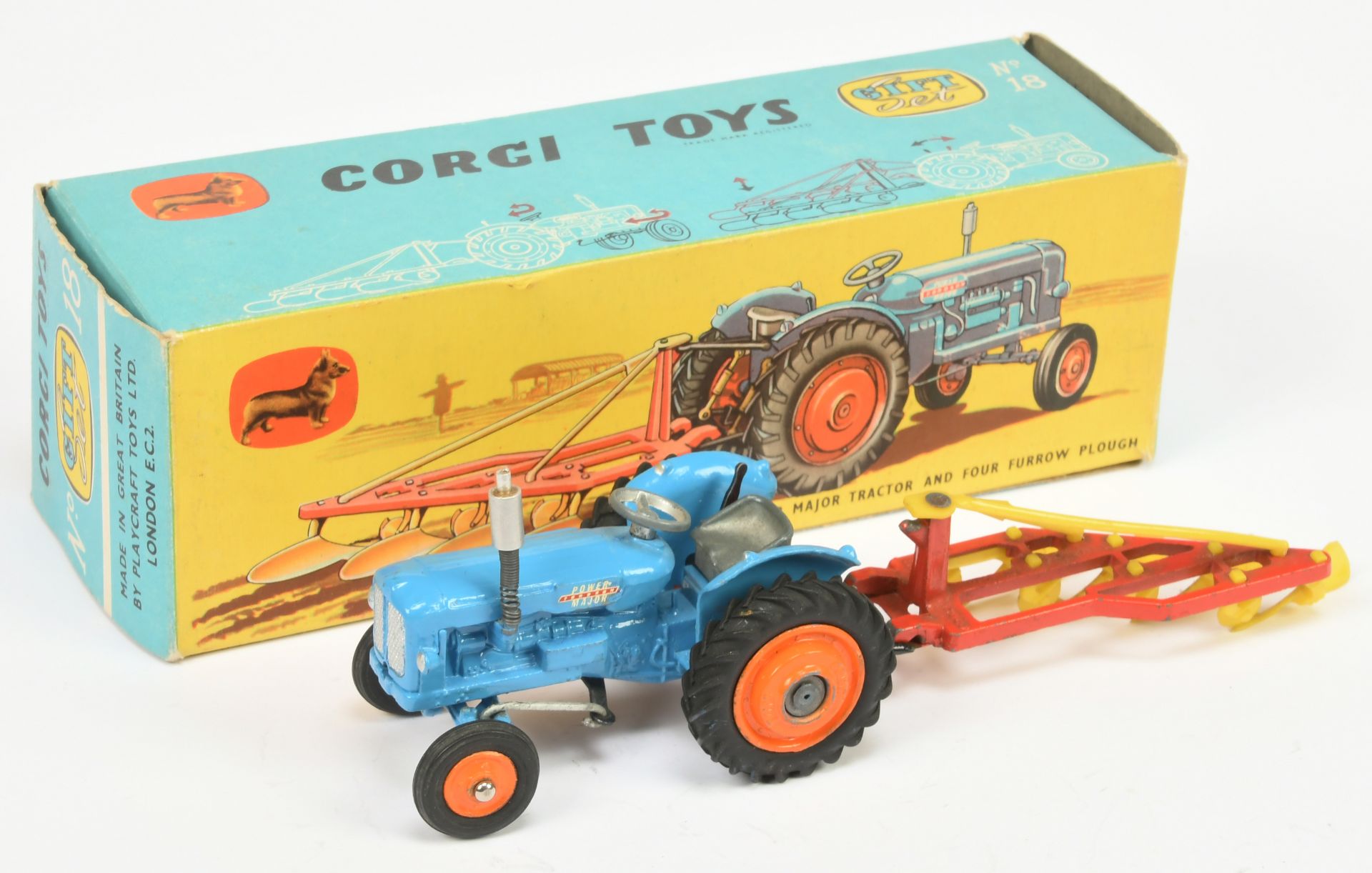 Corgi Toys GS 18 Gift Set - To Include Fordson Power Major Tractor - Blue, silver trim, orange pl...