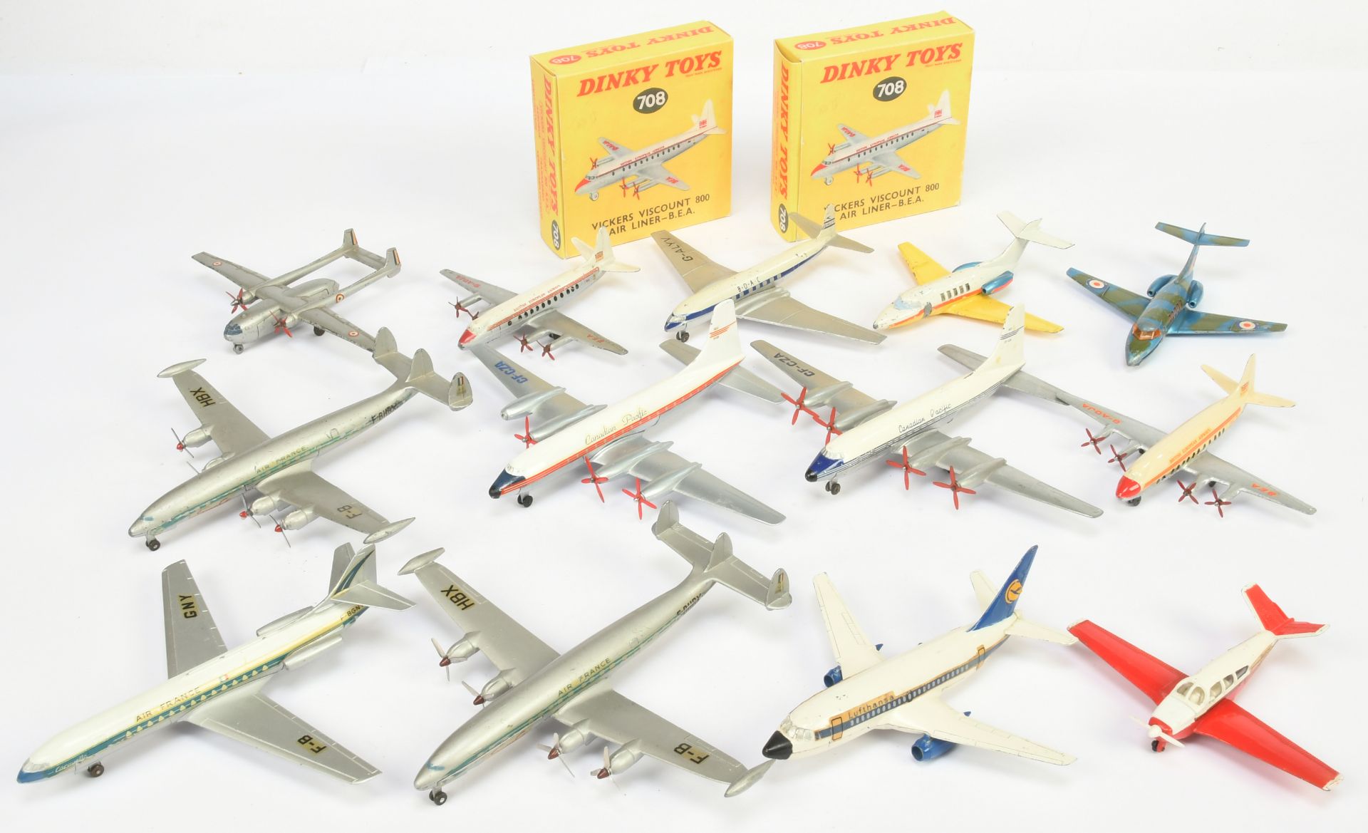 French Dinky Toys Aircraft Unboxed Group To Include - Comet "BOAC", Britannia "Canadian Pacific",...