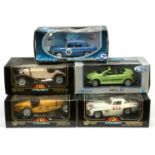 Group Of  (1/18th) BBurago Mercedes SSk, Bugatti Grand Prix, Solido Renault Gordini R8, Welly Peu...