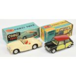 Corgi Toys  249 Morris Mini Cooper "Wickerwork" - Black body, red roof, lemon interior, silver tr...