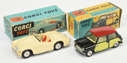 Corgi Toys  249 Morris Mini Cooper "Wickerwork" - Black body, red roof, lemon interior, silver tr...