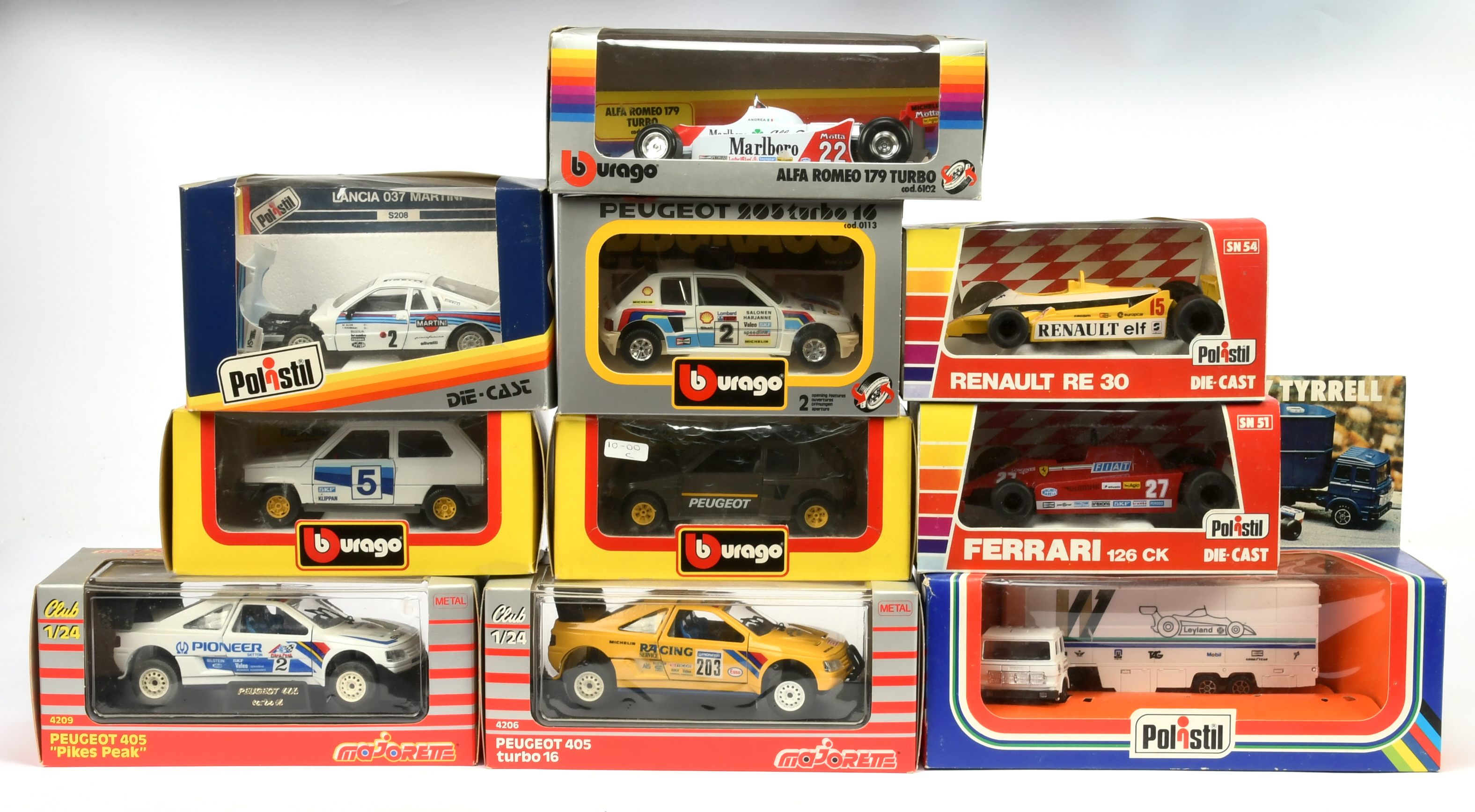 A Group Of  (1/24th & 1/25th) To Include Majorette Peugeot 405 Rally, Bburago Fiat Panda Rally, P...