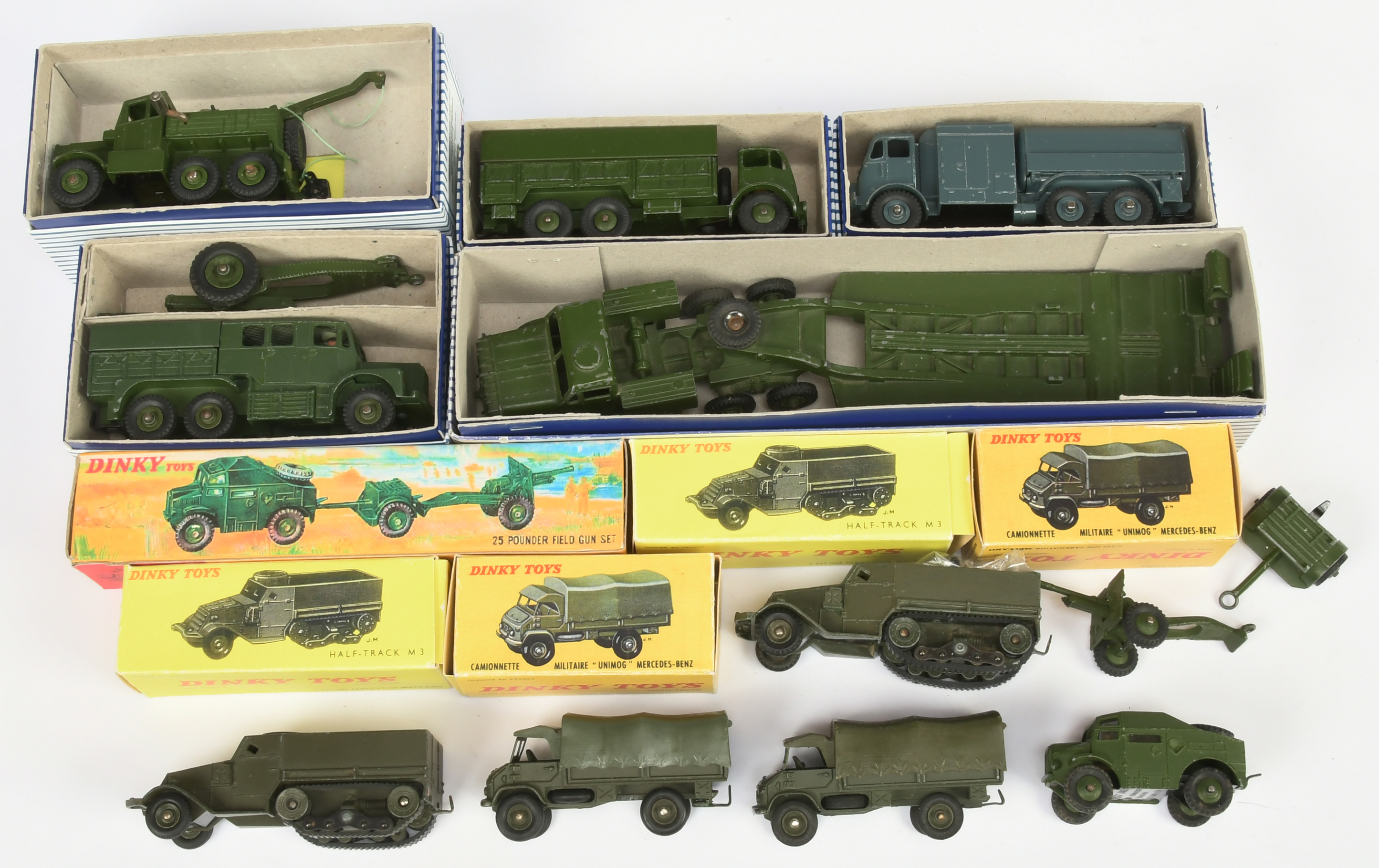 Dinky Toys Military Group To Include - 661 Scammell recovery Tractor, 642 "RAF" Pressure Refuelle...