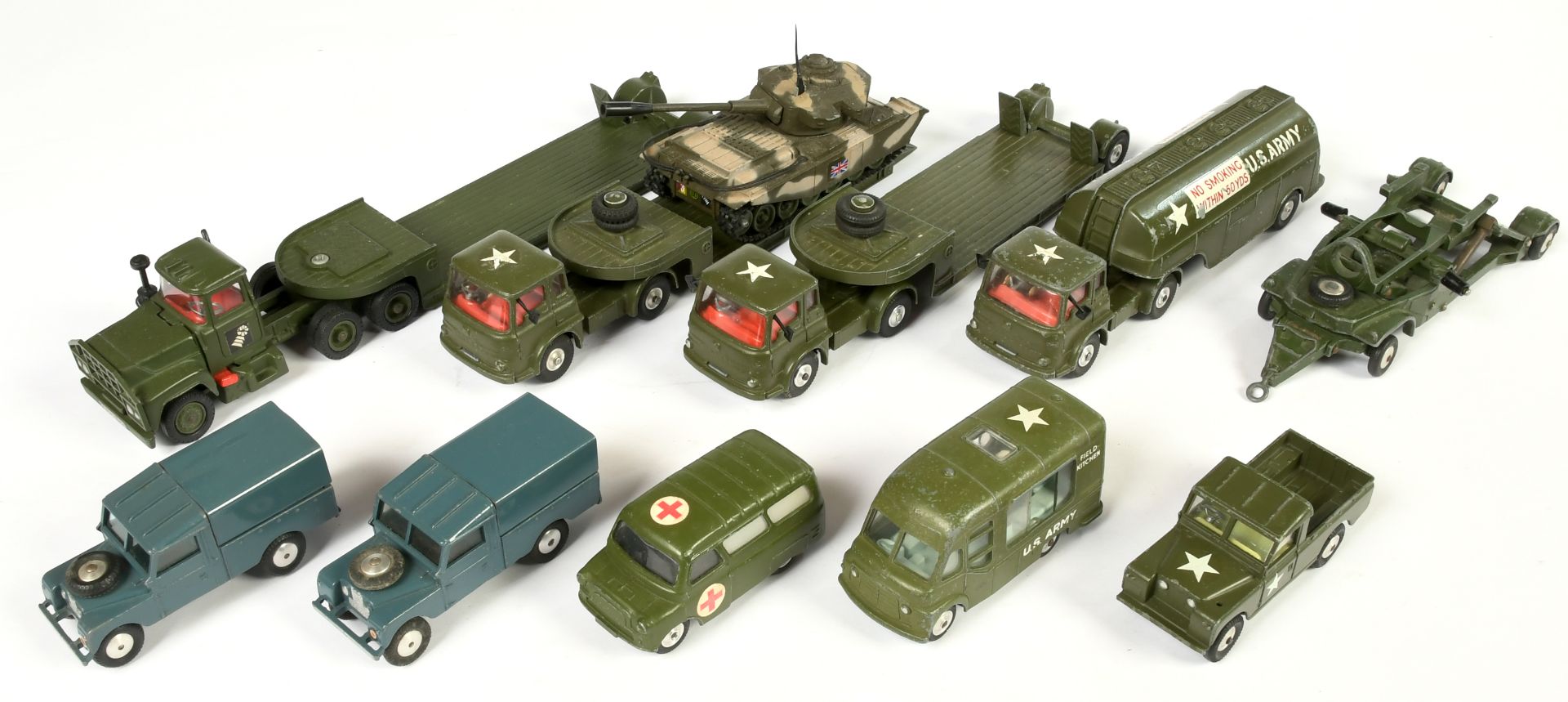 Corgi Toys Unboxed  Group Of Military To Include  - Bedford Tk Low-Loader, "RAF" Land rover, Bedf...