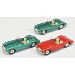 Corgi Toys Unboxed Group Of 3  MGA Sports Car - (1) Red Body, cream seats, flat spun hubs (some s...