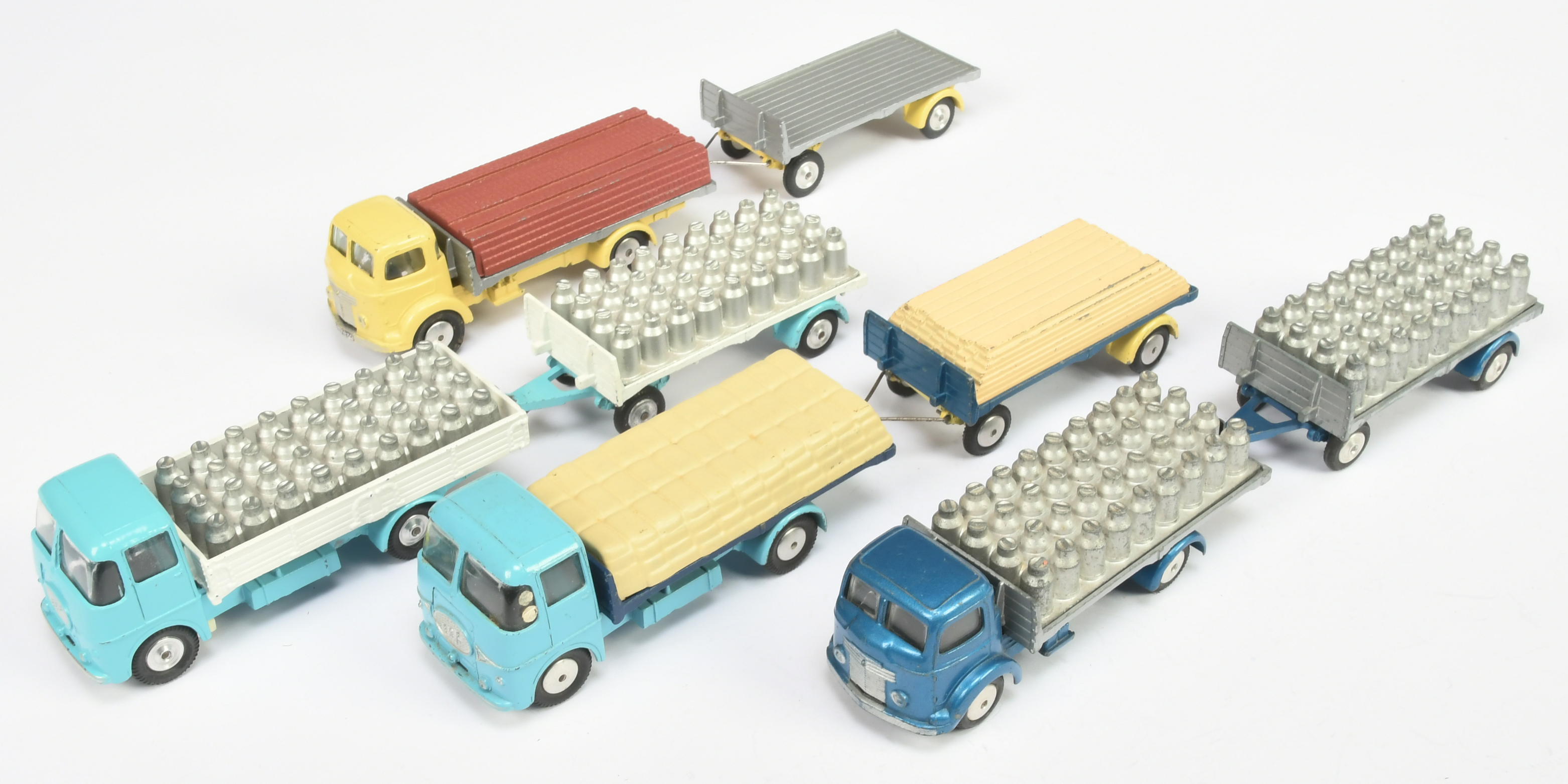 Corgi Toys Unboxed Group To Include Commer Flatbed lorry and Trailer with milk churn loads, ERF D...