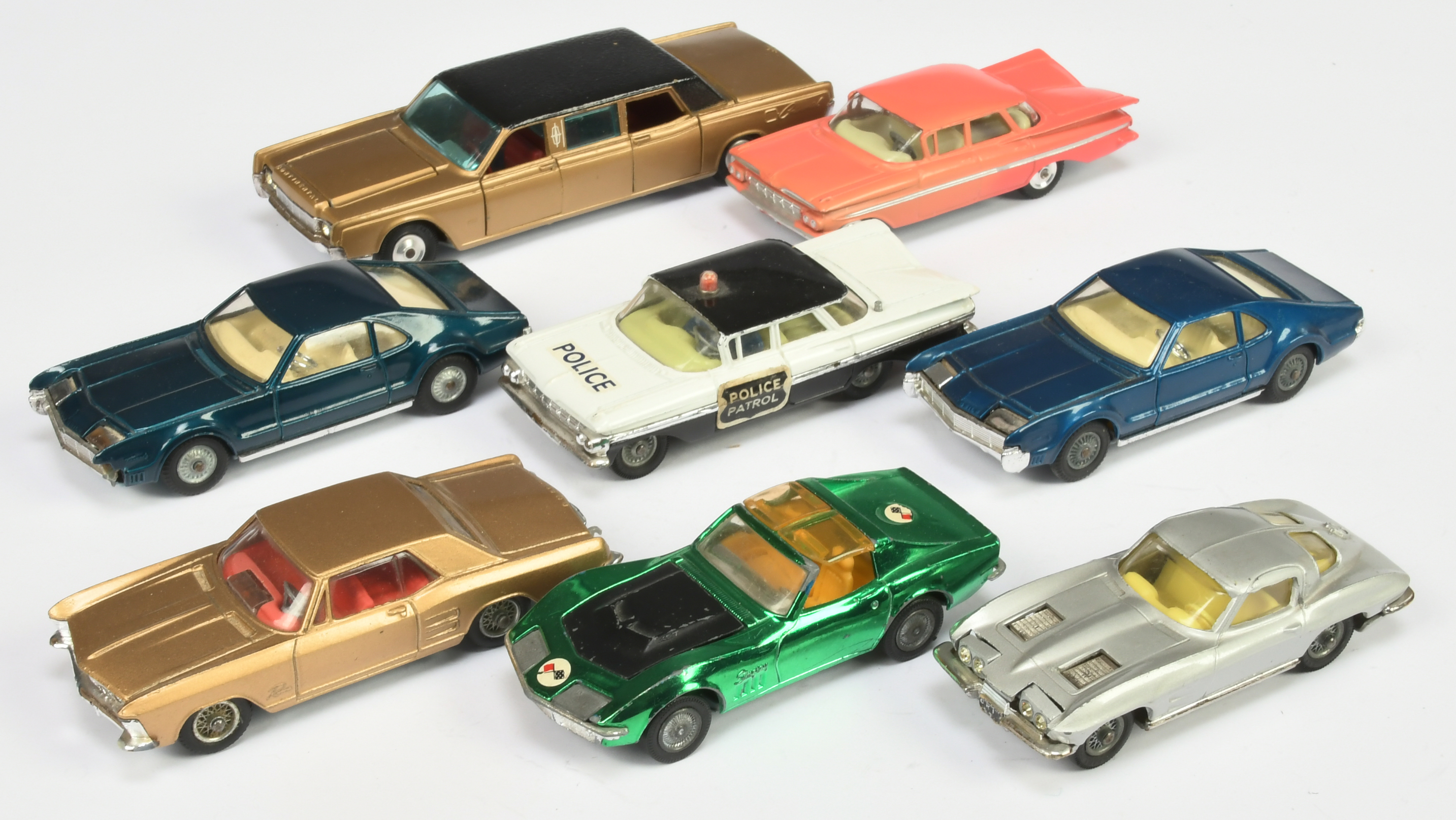 Corgi Toys Unboxed Group  To Include - Chevrolet Corvette stingray - Silver body, Oldsmobile Toro...