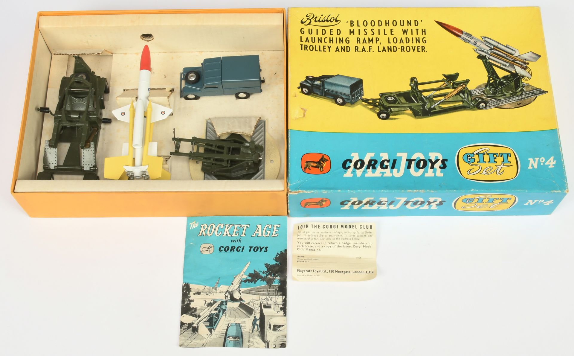 Corgi Toys GS 8 "RAF" Gift Set - To Land Rover, Loading Trolley, Launcher and Bloodhound Missile