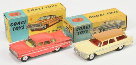 Corgi Toys 219 Plymouth Sports Suburban Wagon - Deep cream, tan roof , silver trim, red interior,...