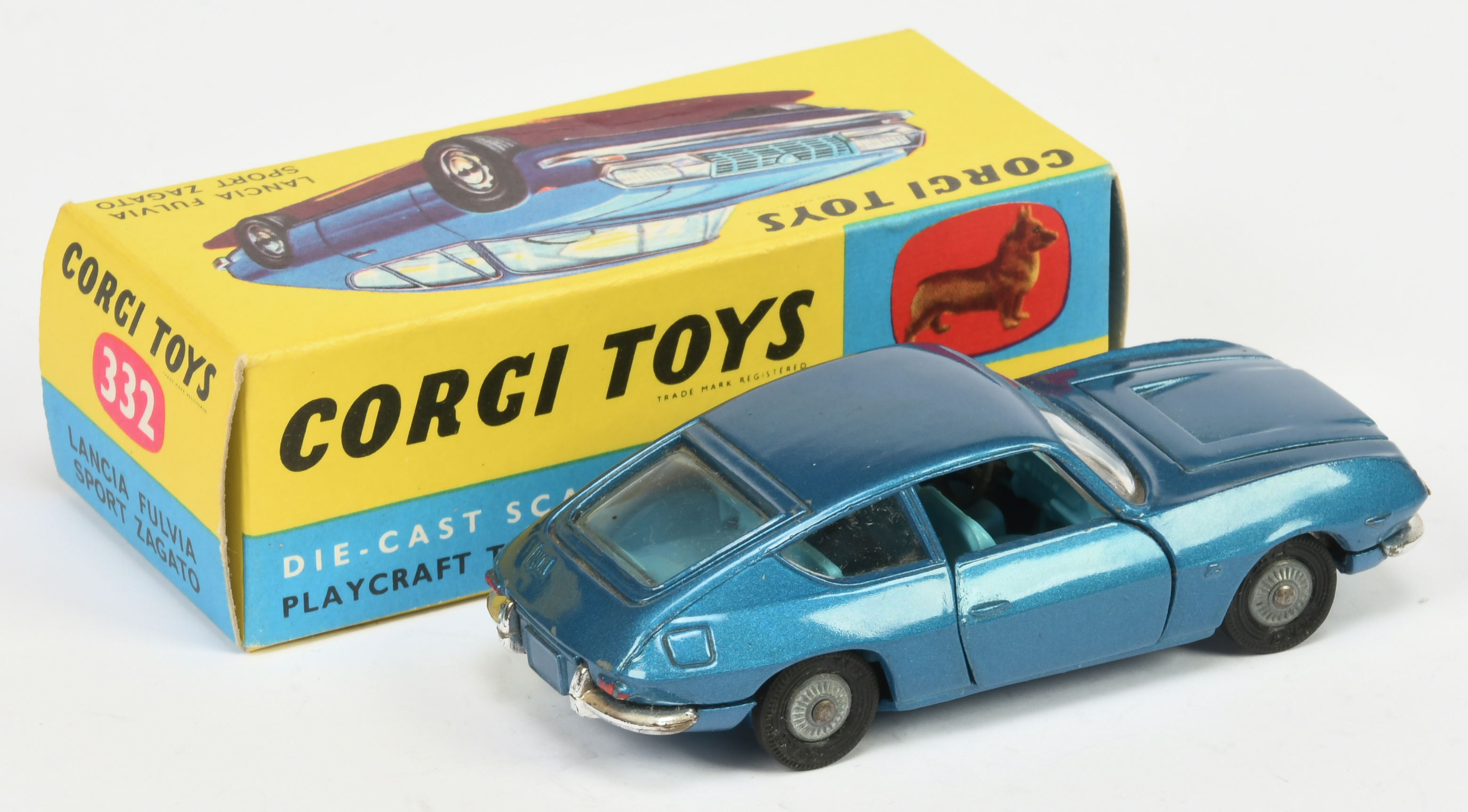 Corgi Toys 332 Lancia Fulvia Sport Zagato - Blue body and interior, chrome trim and cast hubs  - Image 2 of 2