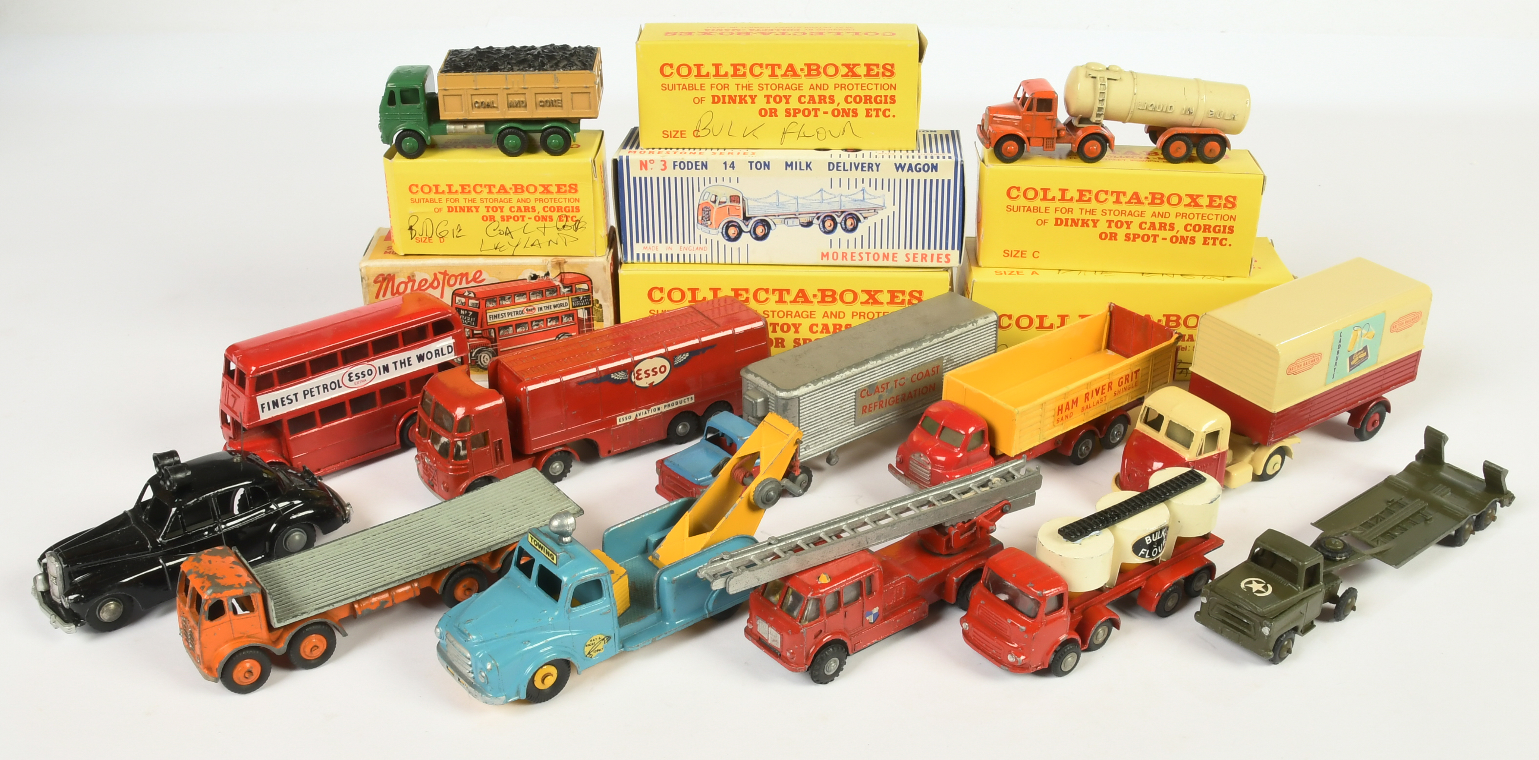 British Made group to Include Budgie Toys - Wreck Truck, "Esso" Articulated Tanker,Morestone  Fod...