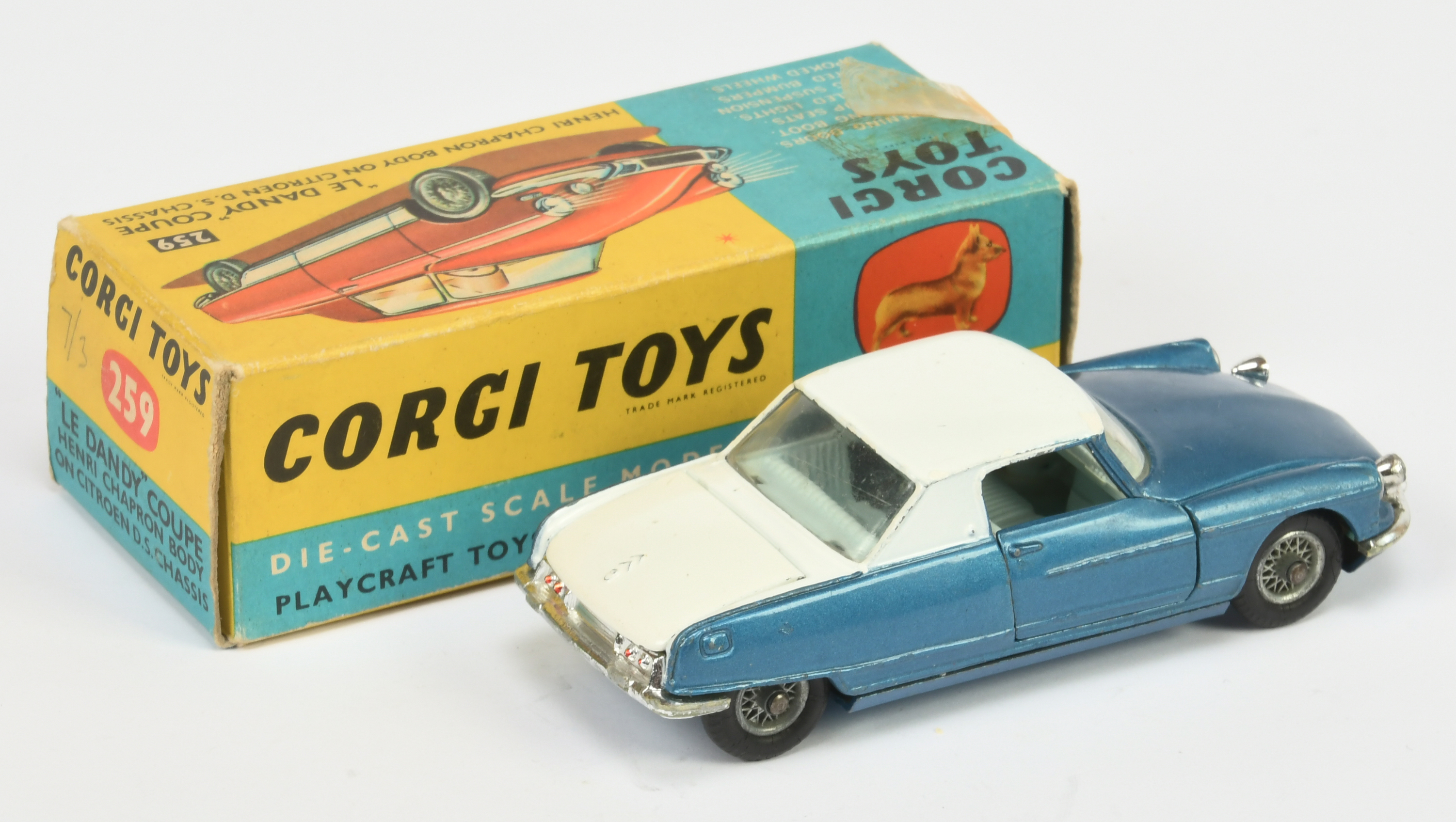 Corgi Toys  259 Le Dandy Coupe - Two-Tone Blue and white, pale blue interior, chrome trim and wir... - Image 2 of 2