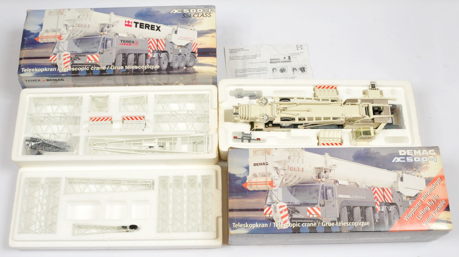 Conrad  Models  A Pair (1/50th) 2098/0 Demag "Terex" AC 500-1 Mobile Crane - White and Grey and  ...