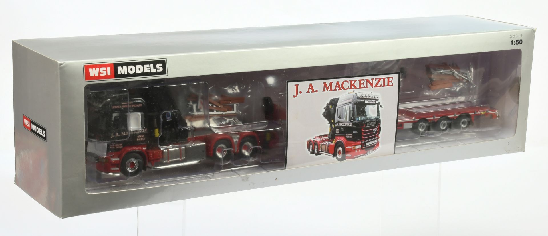 WSI Models (1/50th) 02-2155 Scania R6 Highline "J.A.Mac Kenzie" - Red, white and black with certi...
