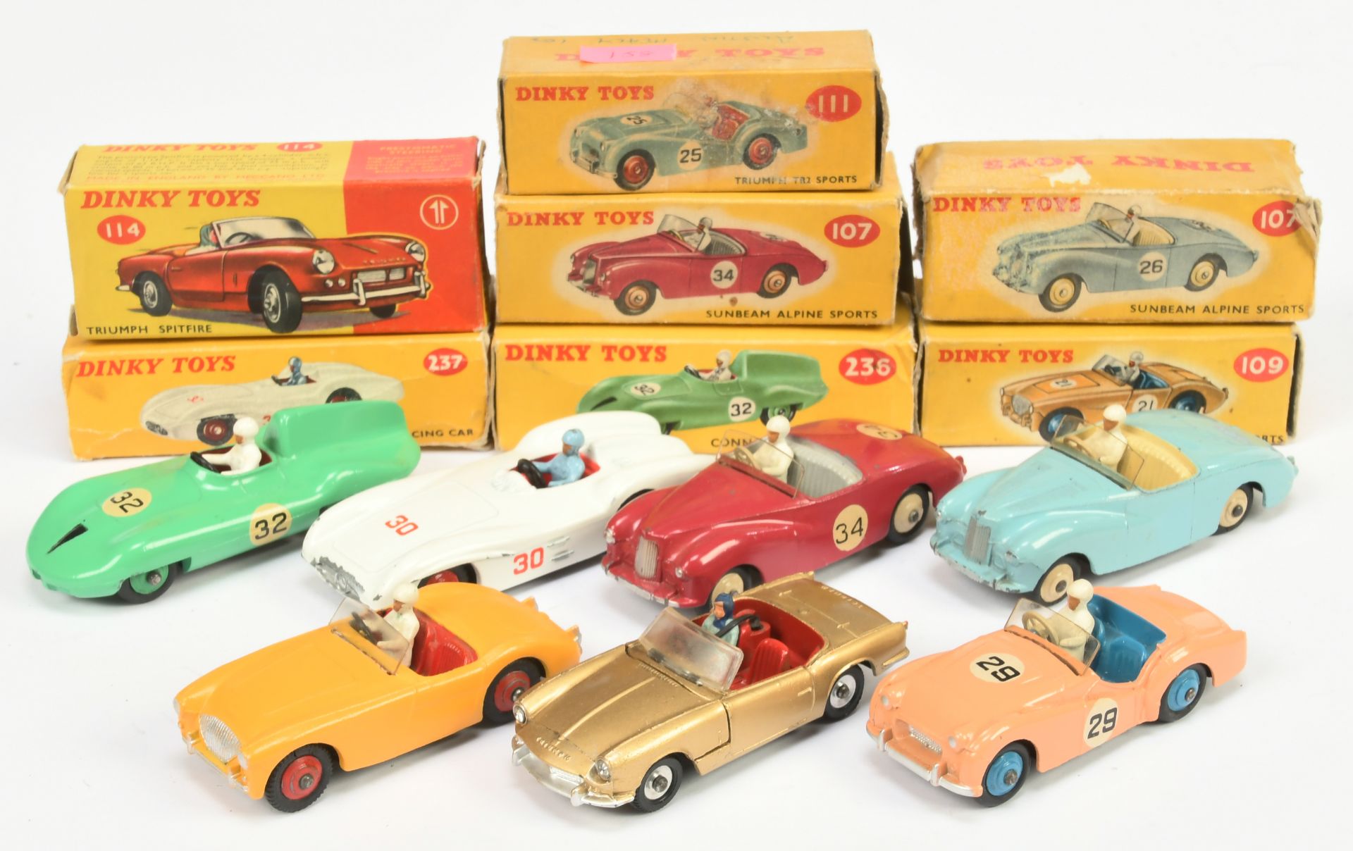 Dinky Toys Group Of Sports And Racing Cars To Include - 113 Triumph Spitfire, 109 Austin Healey, ...