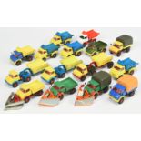 Corgi Toys Unboxed Group Of Mercedes Unimog To Include  - With Plough - Green, orange, With Goose...