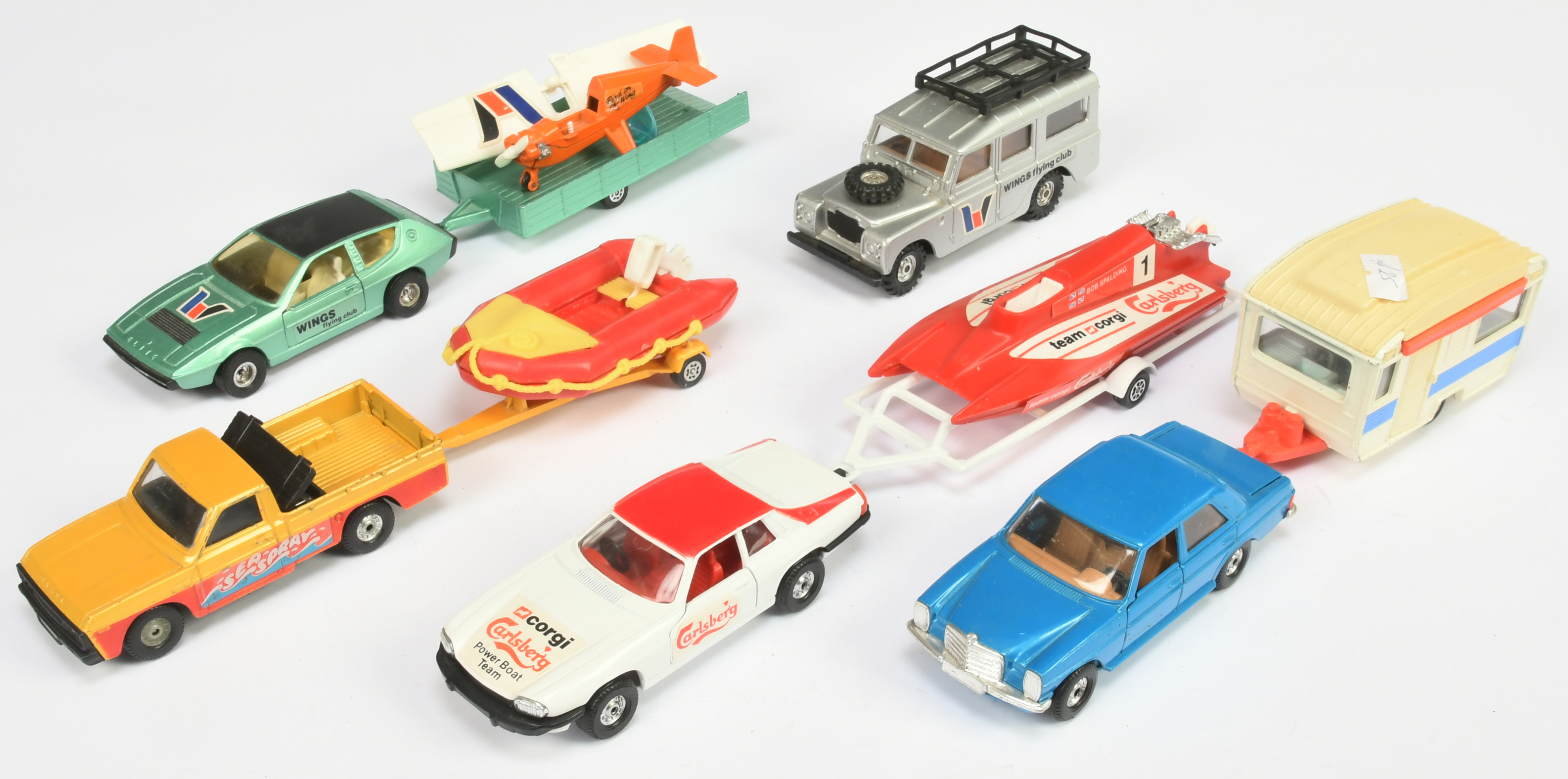 Corgi Toys Unboxed  To Include  - "Carlsberg" Set jaguar and Power Boat On trailer - Red and Whit...