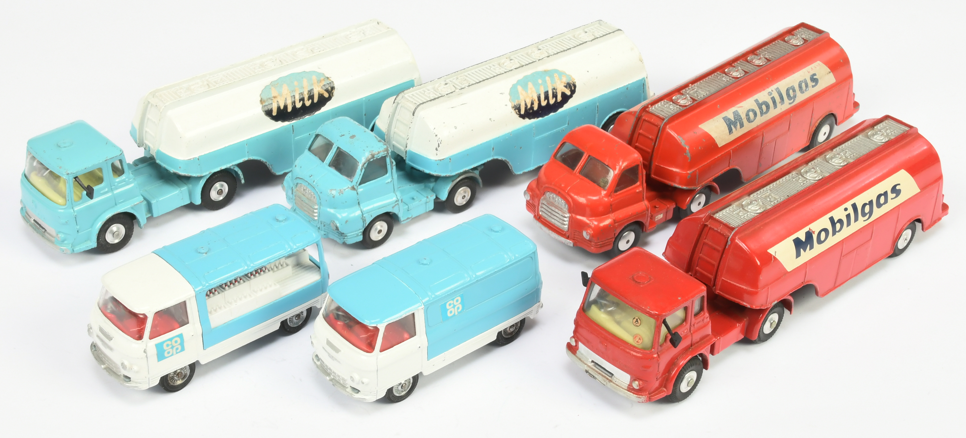 Corgi Toys Unboxed Group To Include  Bedford TK "Milk" Tanker - Light blue and white, Bedford Typ...