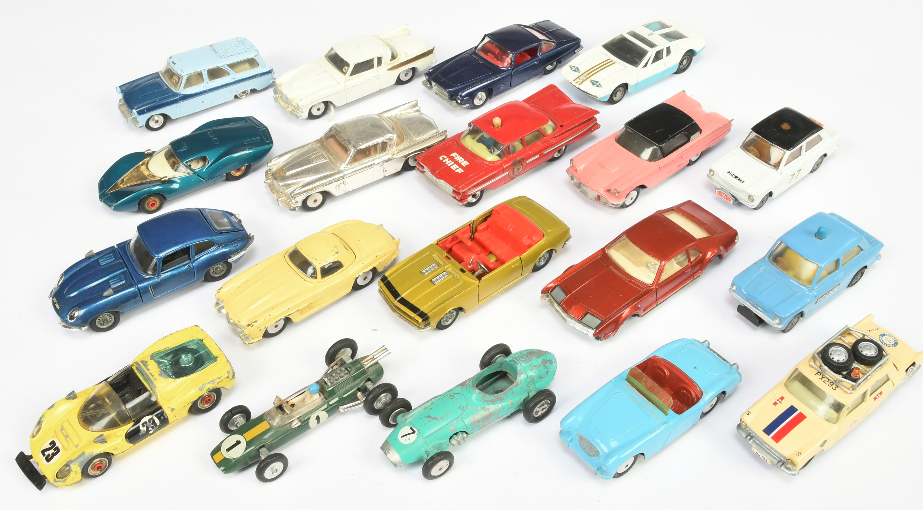 Corgi Toys Unboxed Group To Include -Austin Healey, Mercedes 300SL Hardtop, Chevrolet Impala "Fir...