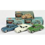 Corgi Toys Group Of 3 - (1) 202M  Morris Cowley Saloon - Green Body, silver trim, flat spun hubs ...