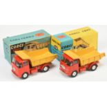 Corgi Toys 458 ERF Earth Dumper A Pair - (1) Red cab and chassis, yellow tipper, silver trim, fla...