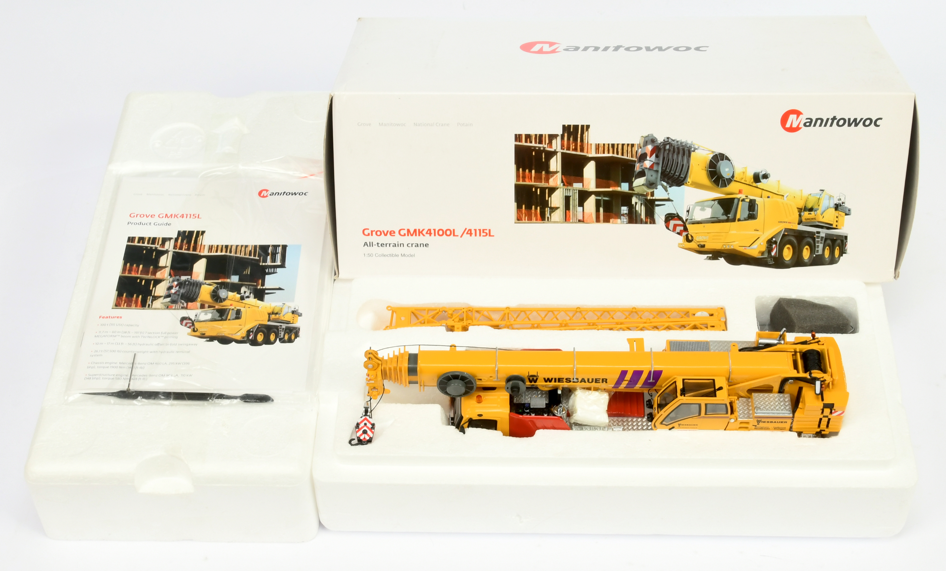 TWH Collectables (1/50th) 090 Grove GMK 4100 Mobile Crane "Wiesbauer" - yellow and Red  - Near Mi...