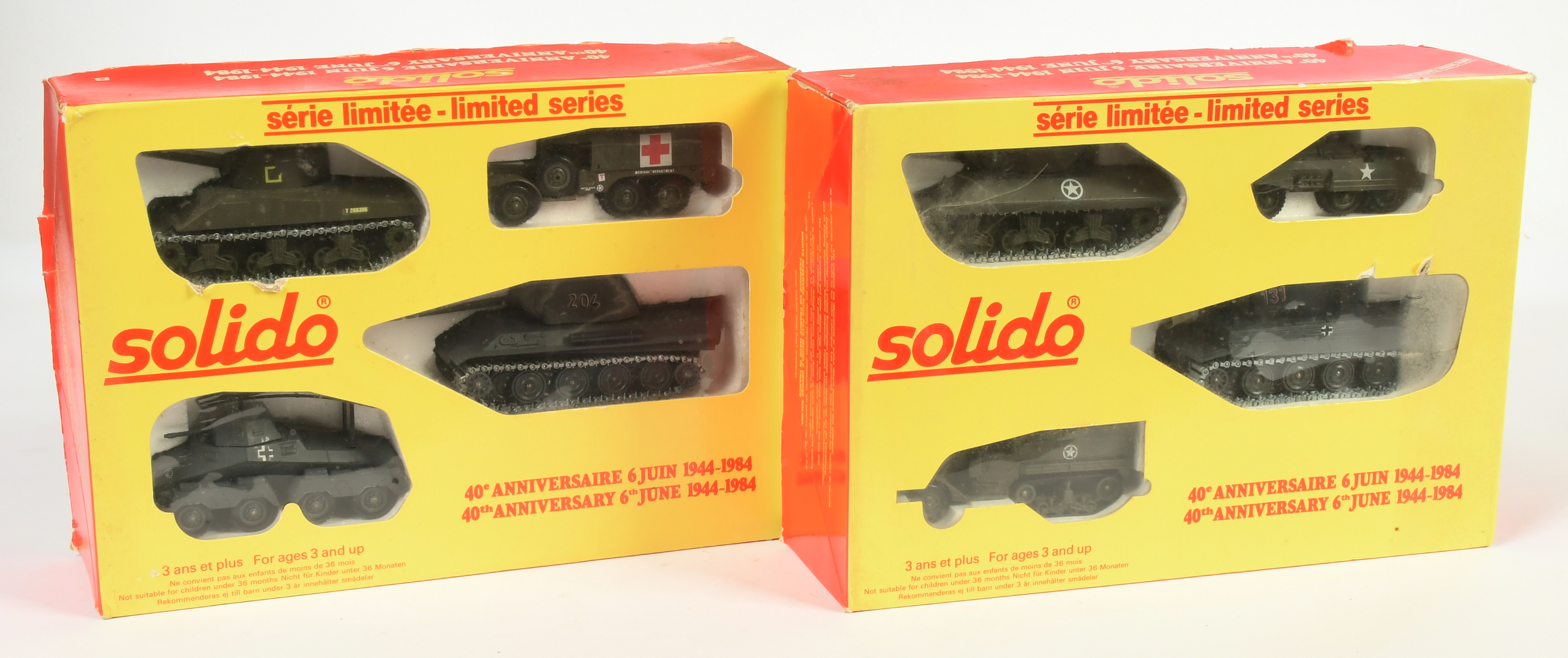 Solido Military "40th Anniversary D-Day" A pair Of 4- Piece Sets To Include Tanks, Covered wagon,...