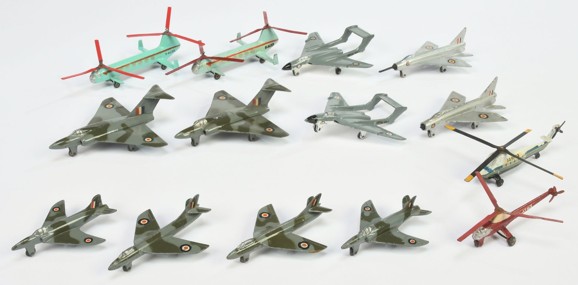 French Dinky Toys Aircraft Unboxed Group To Include - Sea Vixen, Gloster Javelin, PB Lightning  -...