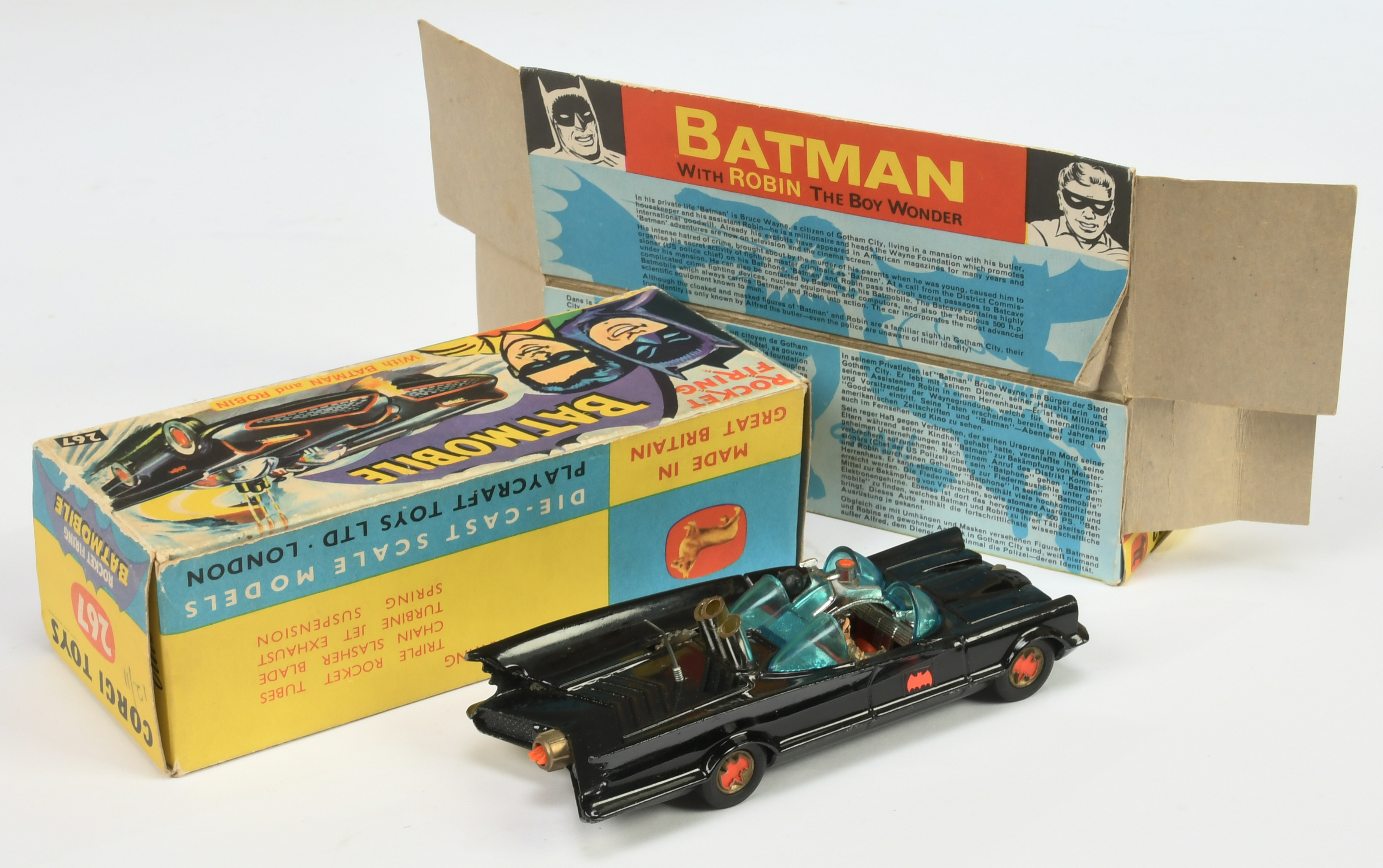 Corgi Toys 267 "Batman" Batmobile - Black body, red bat hubs,blue windows, with "Batman & Robin" ... - Image 2 of 2