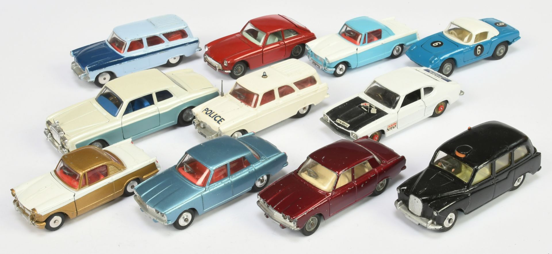 Corgi Toys Unboxed Group  To Include - Rover 2000 Maroon, cast hubs, Lotus Elan Coupe - Blue and ...