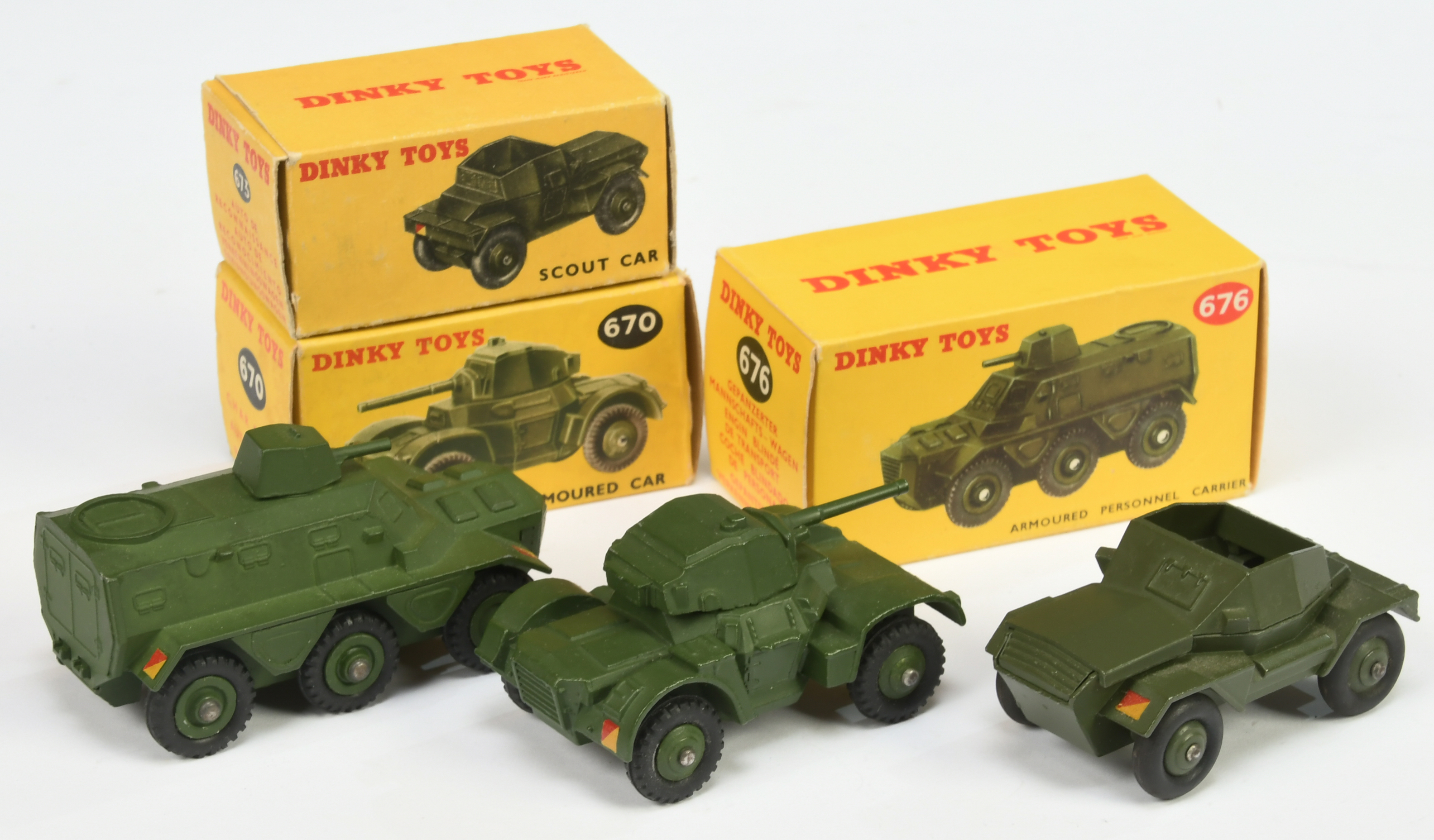 Dinky Toys Military Group Of 3 - (1) 670 Armoured Car, (2) 673 Scout Car and (3) 676 Armoured Per... - Image 2 of 2