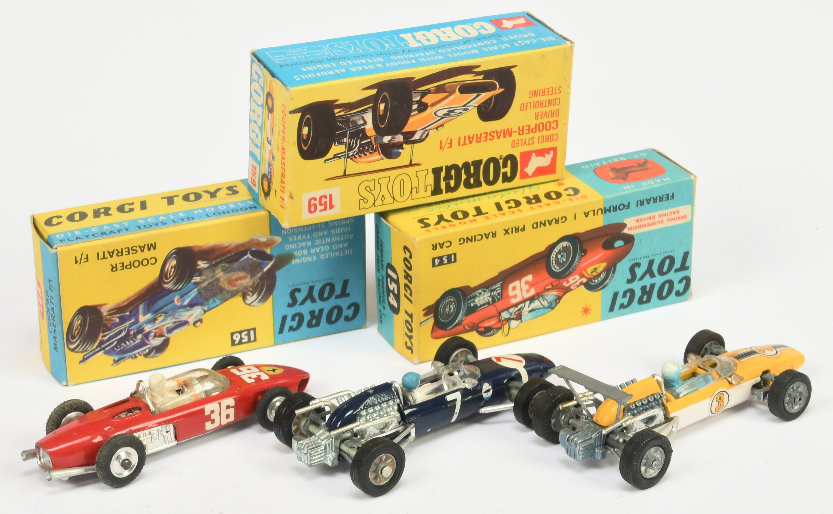 Corgi Toys Formula 1 Racing Cars Group Of 3 (1) 154 Ferrari - Red Body Silver and chrome trim, wi... - Image 2 of 2
