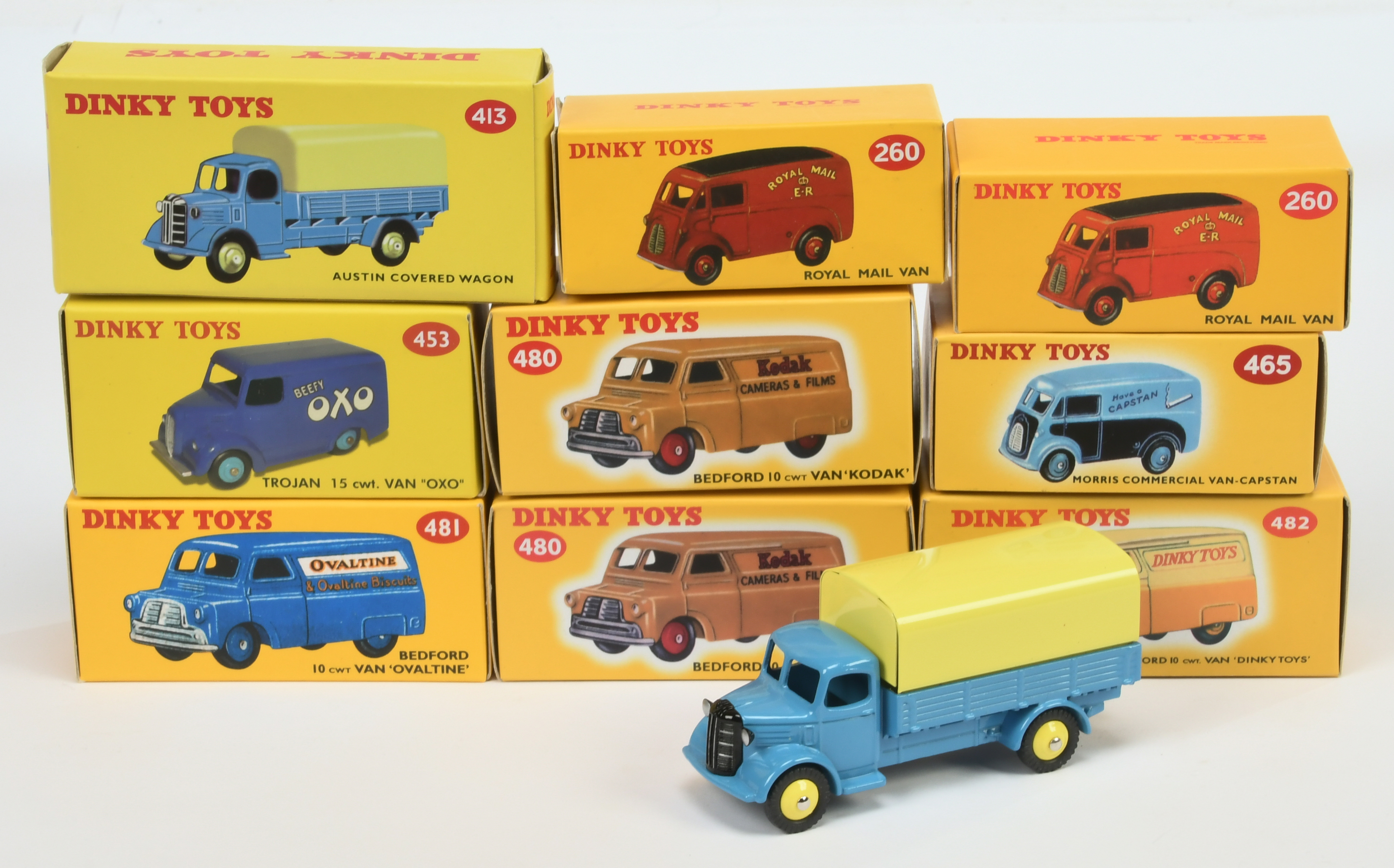 Dinky Toys (Atlas Editions) Group Of 9 To Include - 2 x 480 Bedford Van "Kodak", 260 Morris Comme...