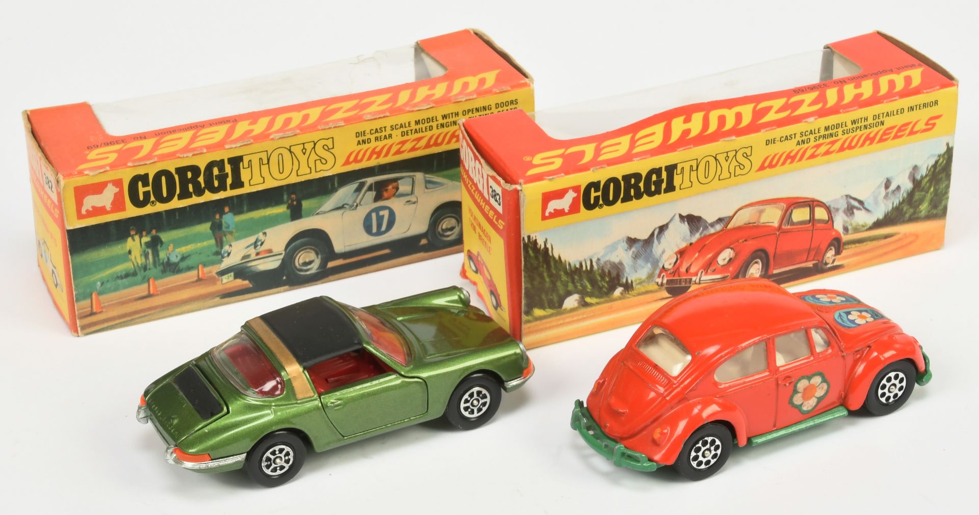 Corgi Toys Whizzwheels 382 Porsche 911 Targa - Green body, black roof panel with gold band, red i... - Image 2 of 2