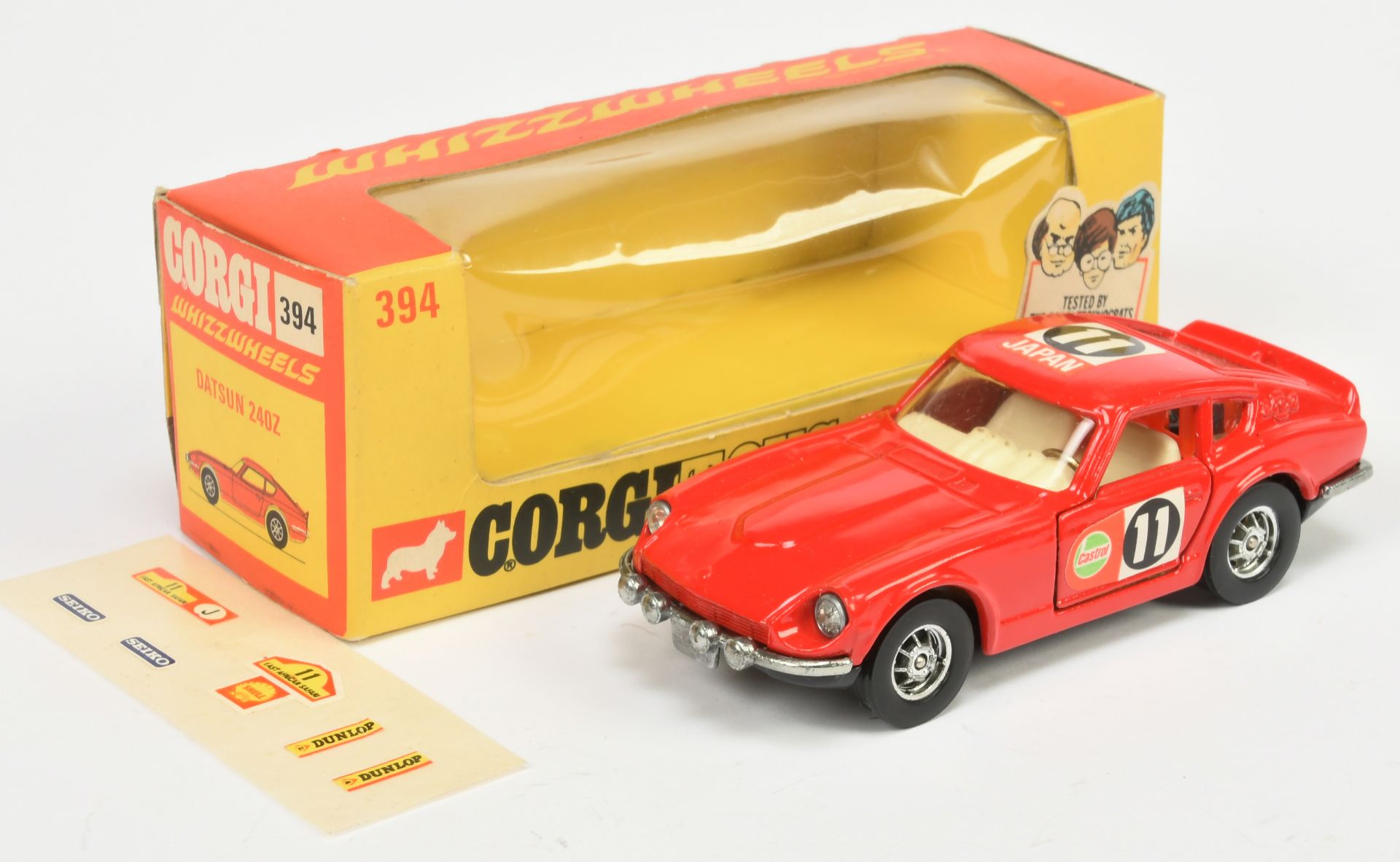 Corgi Toys Whizzwheels  394 Datsun 240Z "East African Safari" - Red body, off white interior and ...