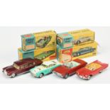 Corgi Toys Group Of  4 - (1) 214S Ford Thunderbird Open sports - Red, (2) 246 Chrysler Imperial -...